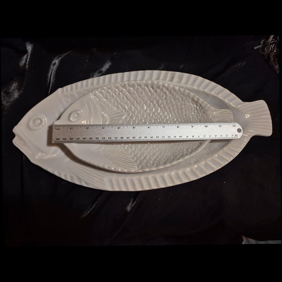 Ceramic Fish-Shaped Serving Platter - White - Picture 2 of 8